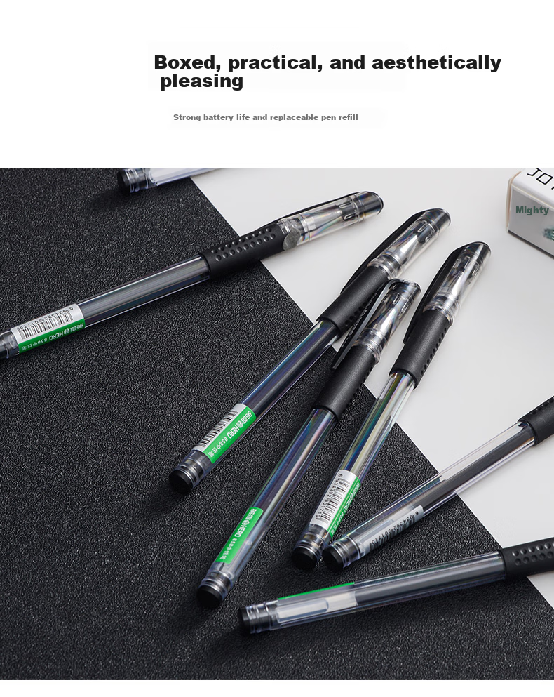 HERO Gel Pen, 858 Black Carbon Ink, Signature Pen, Student And Office Quick Writing, Pack of 12 6