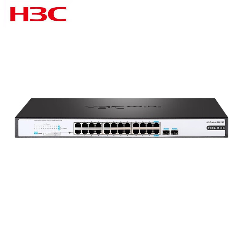H3C 24-Port Gigabit Ethernet + 2 Gigabit Fiber Ports, Unmanaged Enterprise-Grade Network Switch, Rack-Mountable Plug-And Network Cable Splitter, Mini S1224F