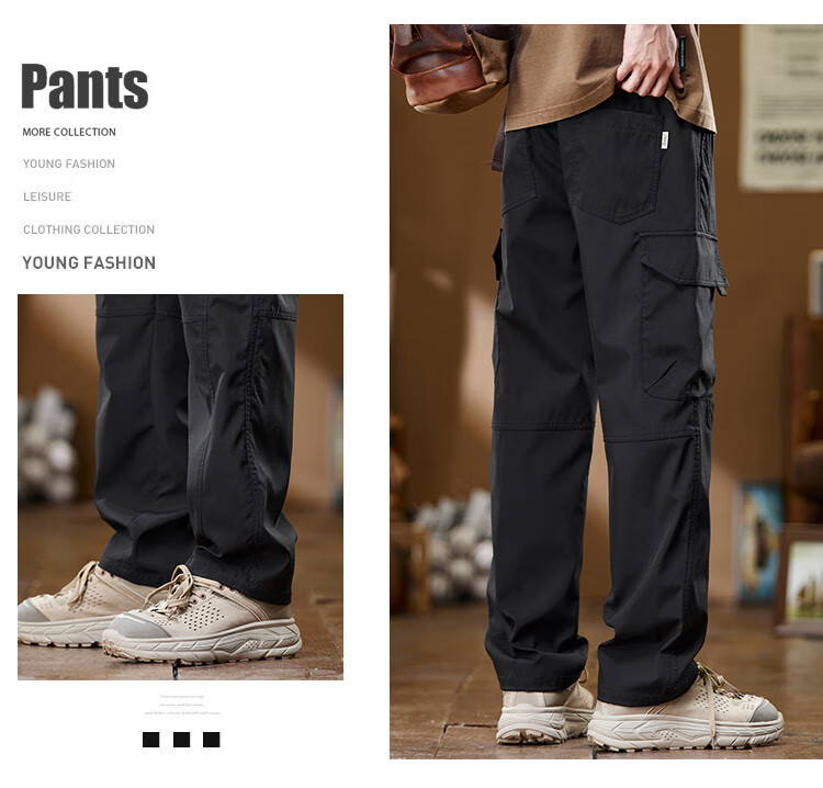 JEEP High-End Cargo Casual Pants for Men, New Style for Fall 2026, Loose Straight-Leg Trendy Wide-Leg Trousers for Me 3