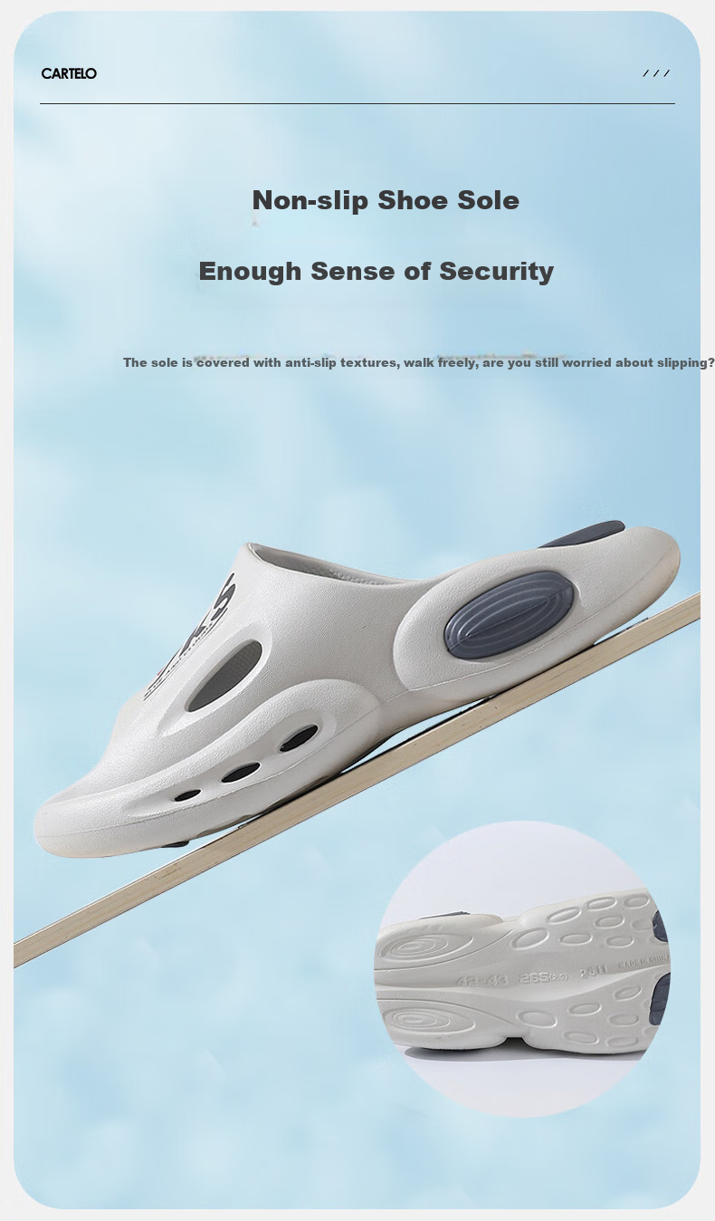 CARTELO Men's Slippers, Bathroom Home Sandals, Shower Slippers, Indoor And Outdoor Slide Sandals, 1554 White, Size 40-41 2
