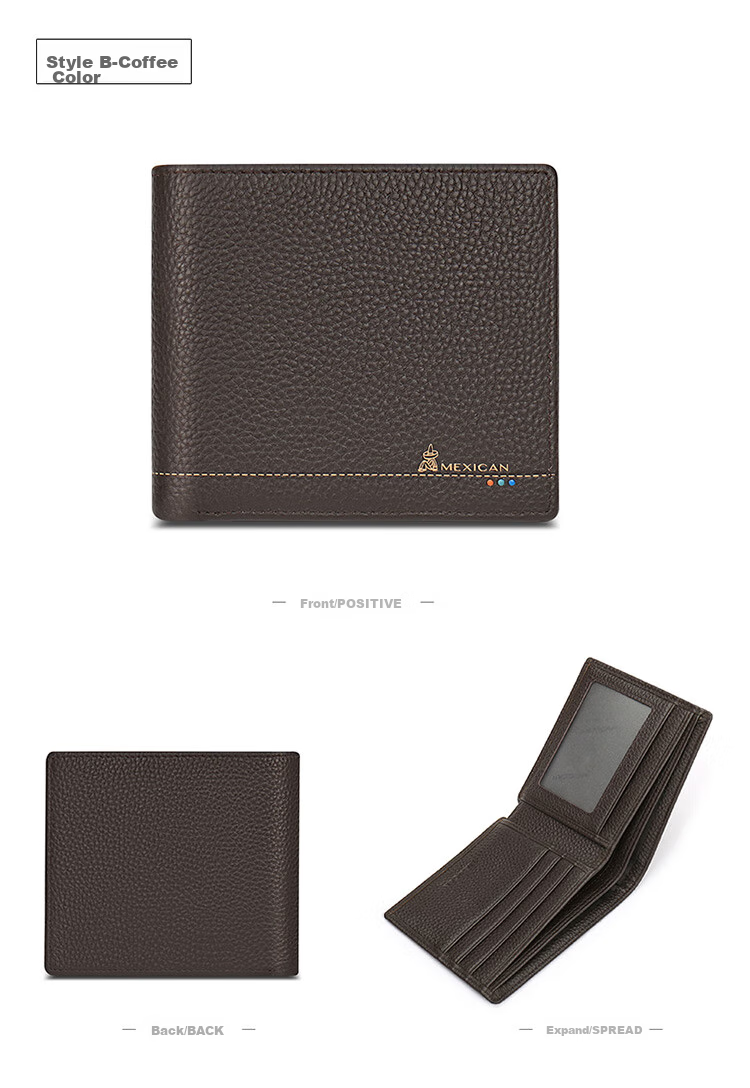 MEXICAN Genuine Top-Grain Leather Horizontal Business Short Wallet, Fashionable Multi-Card Slots Money Clip, Birthday Gift for Me 13