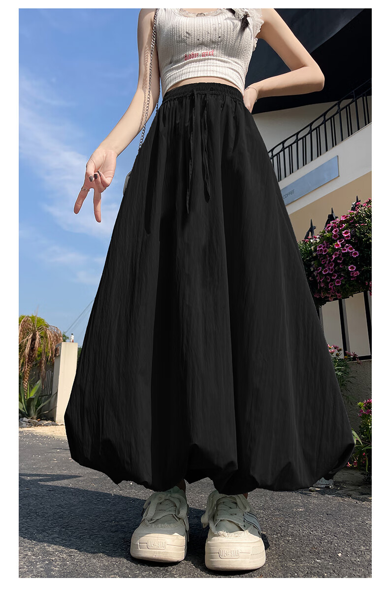 BOPRUIEY A-Line Skirt with Elastic Waist, Spring And Summer Long Flared Skirt for Women, Casual White Midi Skirt for Vacatio 19