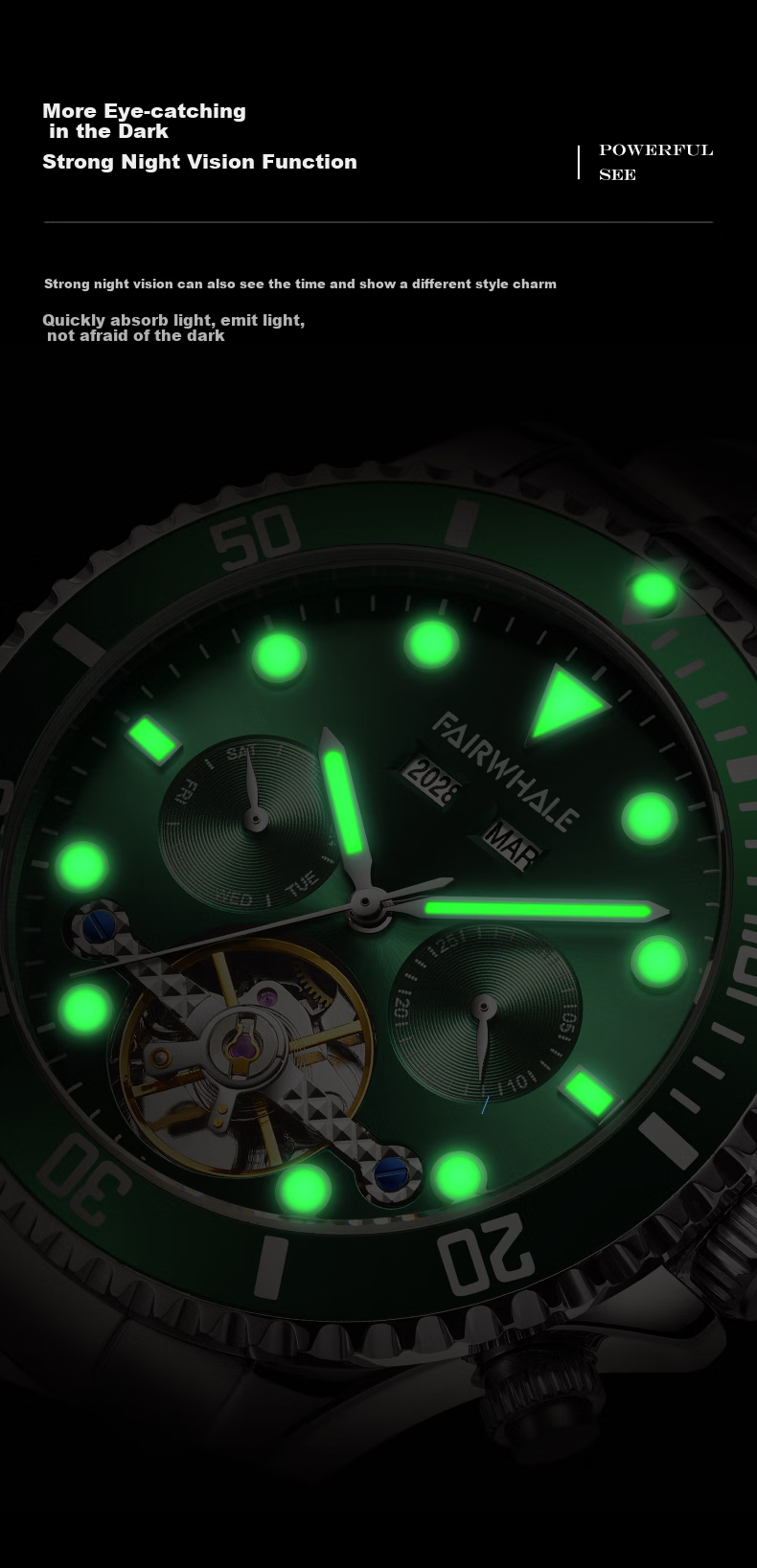 MARK FAIRWHALE Competitive Diving Series Men's Skeleton Mechanical Watch, Automatic Chinese Watch, Qixi Gift for Husband, 6010 8
