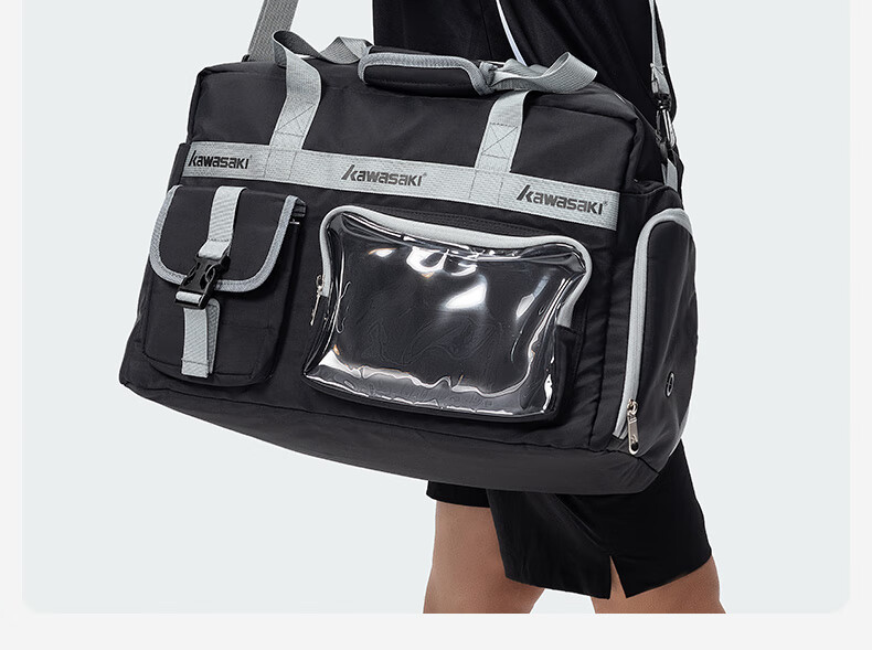 KAWASAKI Badminton Bag Pain Bag Series Large Capacity Multifunctional Compartment Sports Handbag Shoulder Bag C8147 Black 10