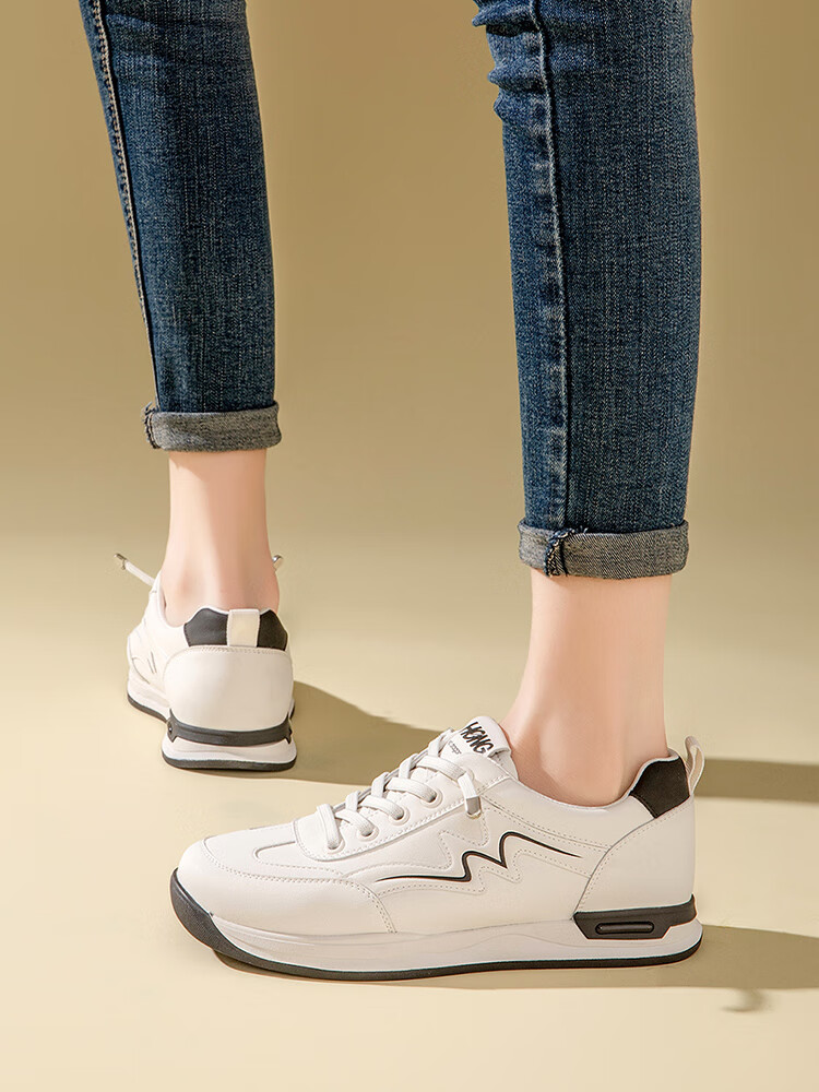 RED DRAGONFLY Women's Shoes, 2026 Autumn Casual Shoes, Thick-Soled Heightening White Sneakers, Versatile Outdoor Wear, WPB15014, White/apricot Color, Size 39 4