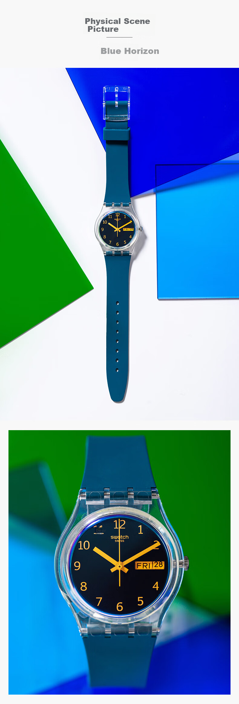 Swatch Swiss Watch, Calendar Watch for Middle And High School Exams, Original Series Men's Quartz Watch, Graduation Gift, Blue Horizo 5