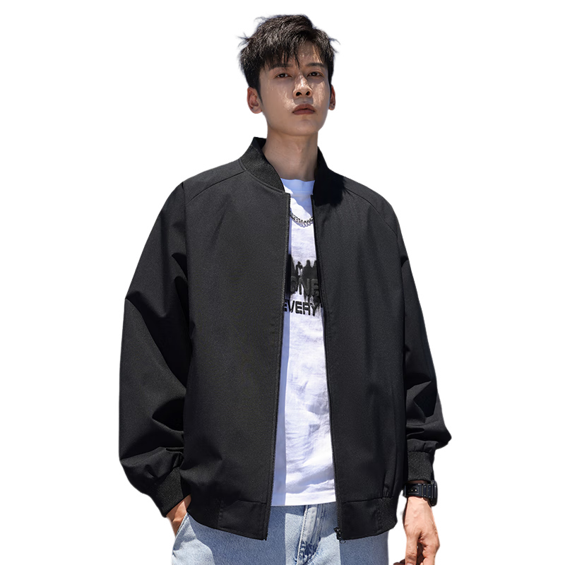 VANCAMEL Jacket for Men, Spring And Autumn Outerwear, Black Baseball Style, Lightweight Business Casual Coat for Men, Silver Gray, 2XL