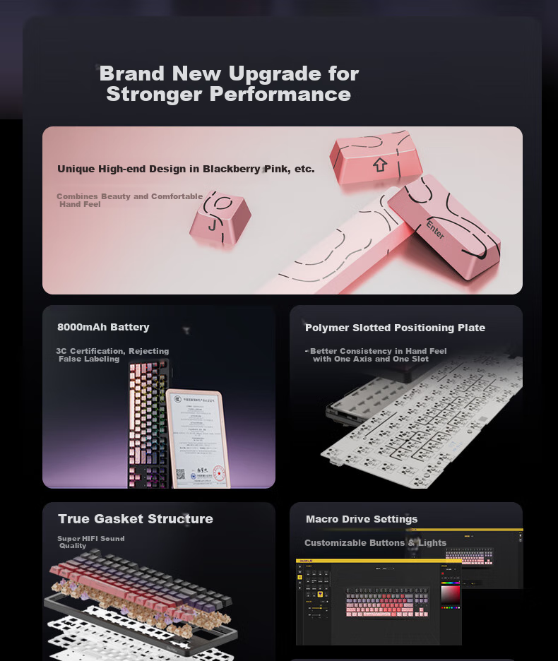 DAREU EK87pro Mechanical Keyboard, 87 Keys Wired/wireless/blueTooth Triple-Mode Gaming Keyboard, Customizable Hot-Swappable, Blackberry Red Equal Height Lines, Peach C Latte Switches 2