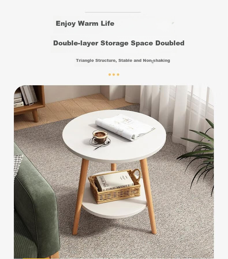 Quanpinwu Small Round Table Coffee Table for Home Living Room, Simple Sofa Side Table, Nordic Bedroom Bedside Table, Mini Balcony Small Table 4