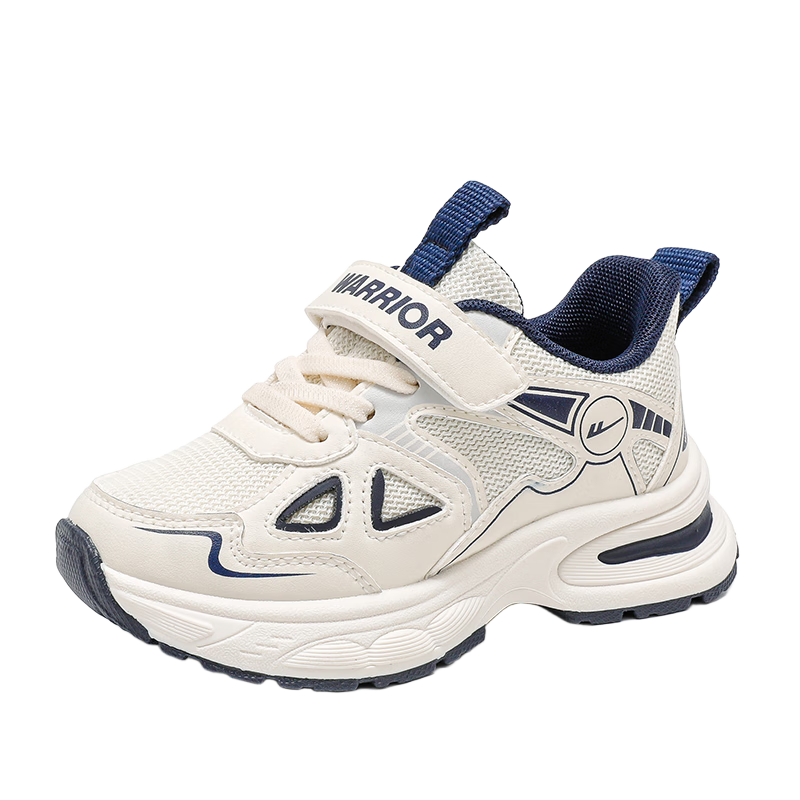 Warrior Boys' Shoes, Spring And Autumn Style, Mesh Breathable Soft-Soled Children's Sneakers WZ(CL)-1121, Beige/blue, Size 35