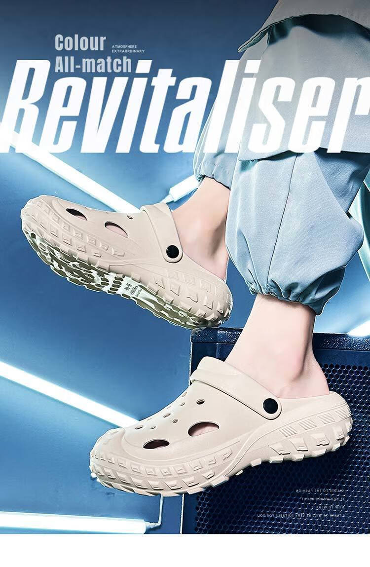 RENBEN Perforated Shoes, Unisex Sandals, Casual Dual-Use Beach Shoes, Closed-Toe Slippers, Indoor And Outdoor Non-Slip, 899 Green, Size 36-37 4