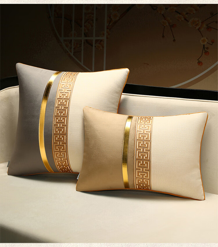 Huamanshengting Pillow, Luxurious Sofa Cushion, Backrest, Car Seat Cushion, Lumbar Support, Fuzezheng Deep Blue, 45*45cm 2