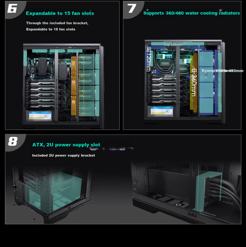 PHANTEKS ENTHOO PRO II Non-Side-Through PK620 Full Tower NAS Enterprise Server AI Workstation Case (SSI-EEB/11xPCI/deep Learning/5090) 4