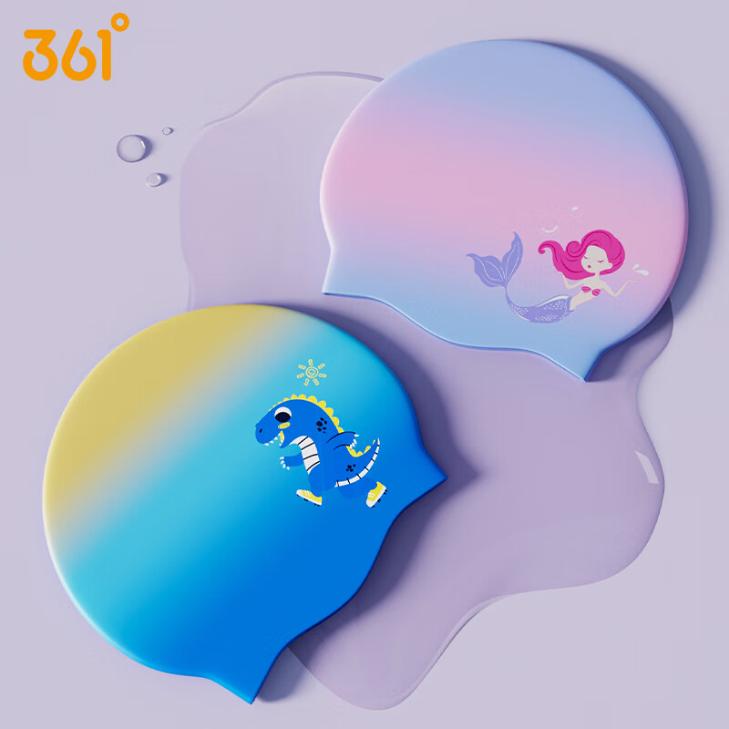 Детская шапочка для плавания 361°, силиконовая, водонепроницаемая, с защитой ушей, для мальчиков и девочек, размер универсальный