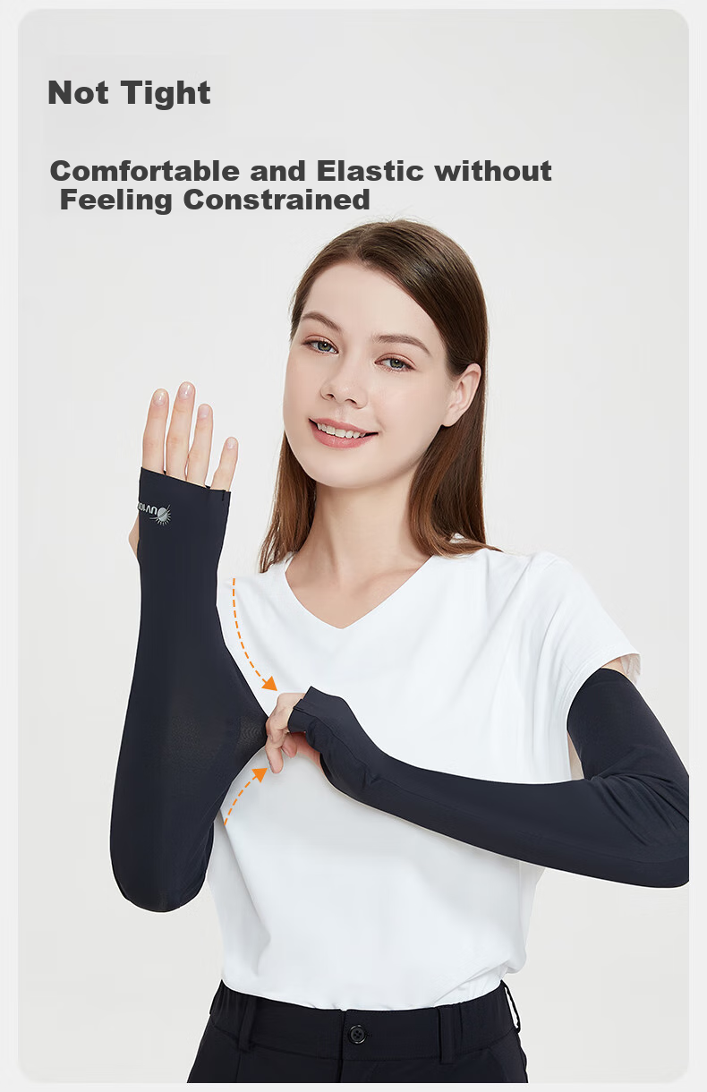 UV100 Women's Cooling UV Protection Arm Sleeves Summer Outdoor Cycling Thin Ice Silk Arm Guards 23568 Pearl Gray L 4