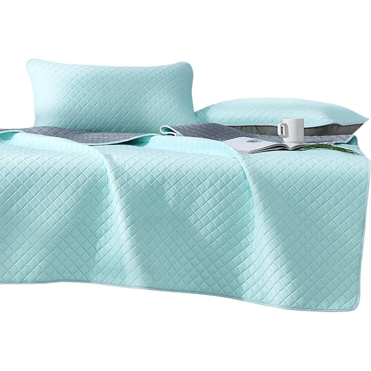 FUANNA Antibacterial Latex Cooling Mat, Cool Fabric, Double Size, Three-Piece Set, Blue, 1.8x2 Meters [Washable]