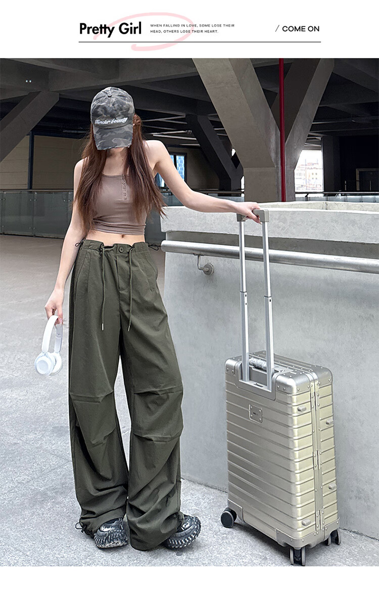 Women’s Free Style Side Drawstring Cargo Pants 2026 Summer New Petite Casual Wide-Leg Quick-Dry High-Waist Paratrooper Pants 21