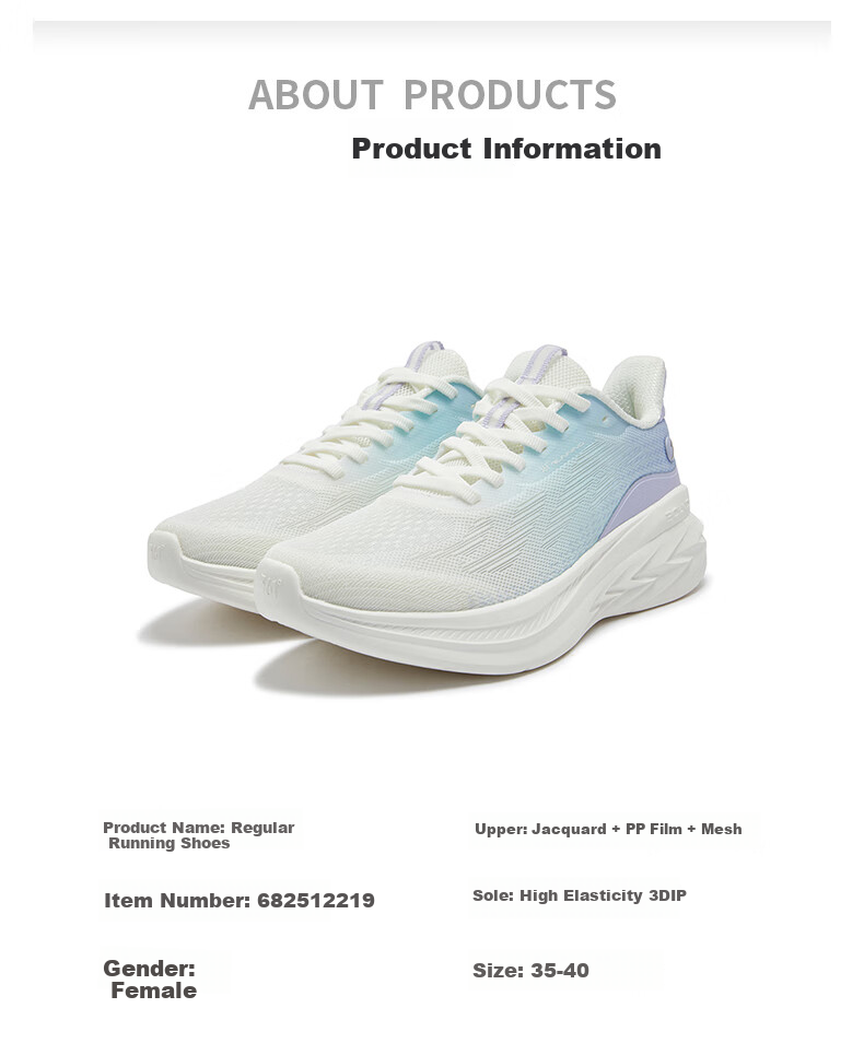 361° Women's Running Shoes Feiyu 3 Spring And Summer Breathable Outdoor Thick-Soled Casual Commuter Running Shoes for Women 682512219-1 34