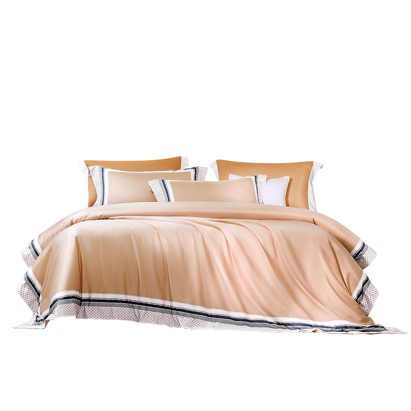 Fuanna 4-Piece Bedding Set 100-Thread Count Long-Staple Cotton Sateen Sheet and Duvet Cover High-End Luxury Bedding Set 203×229cm Duvet Cover Orange