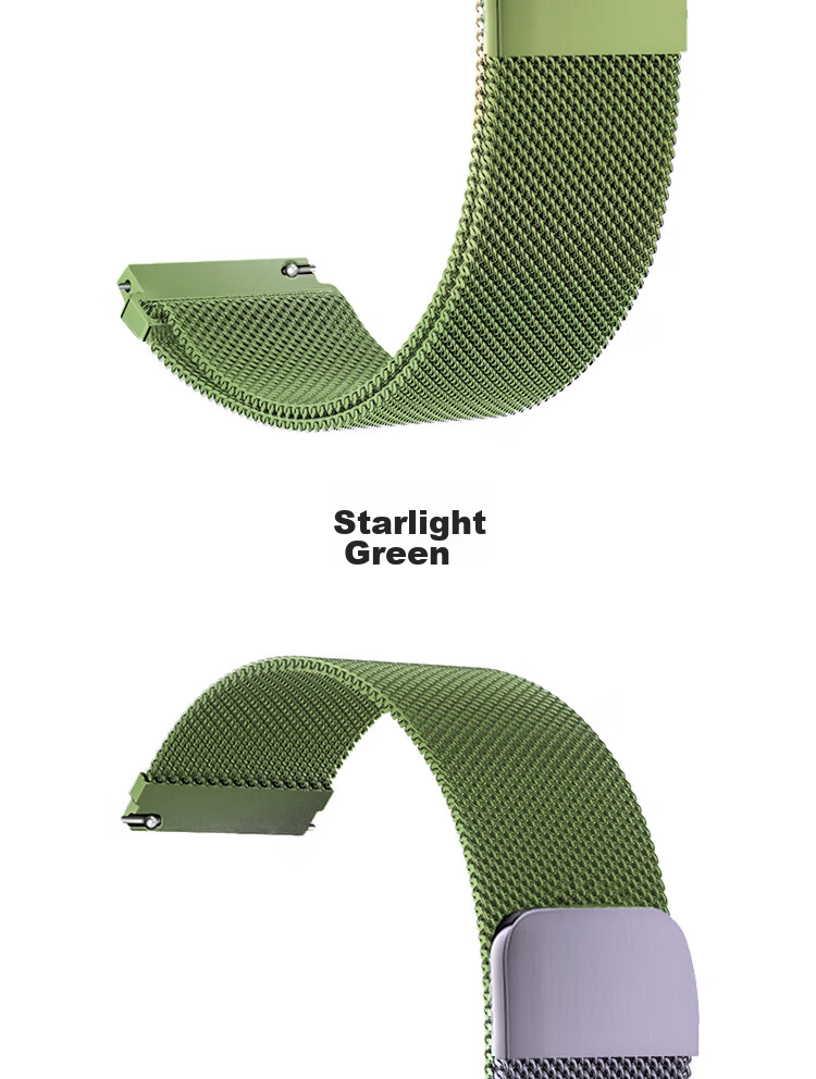 ESCASE Compatible with Huawei Watch 5 Strap, GT6/5/4/3/2/Pro/Honor Magic2/Oppo Watch 4 Pro/X Milanese Magnetic Dual-Color Starlight Green 45/46mm 14