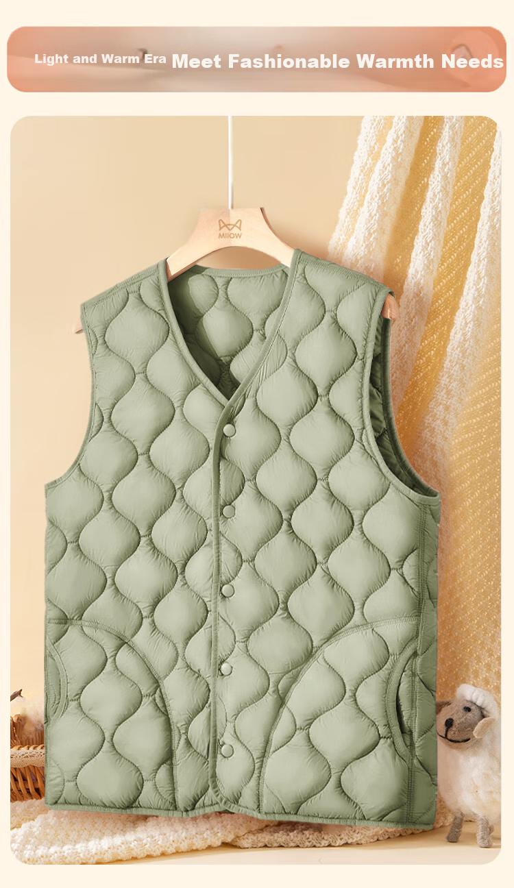 MiiOW Women's Vest, 2025 New Autumn And Winter Style, Solid Color Versatile V-Neck Inner Layer, Warm And Thick Cashmere Vest Jacket for Women in Winter 8