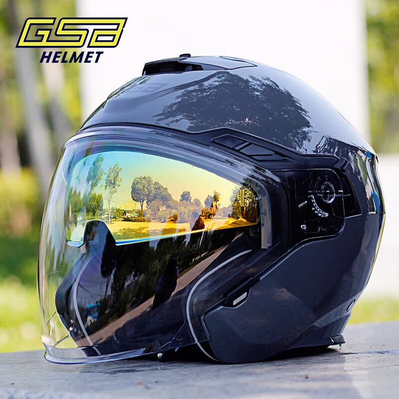 GSB Motorcycle Helmet 3/4 Half Helmet Dual Visor 3C Certified All-Season Unisex G-263