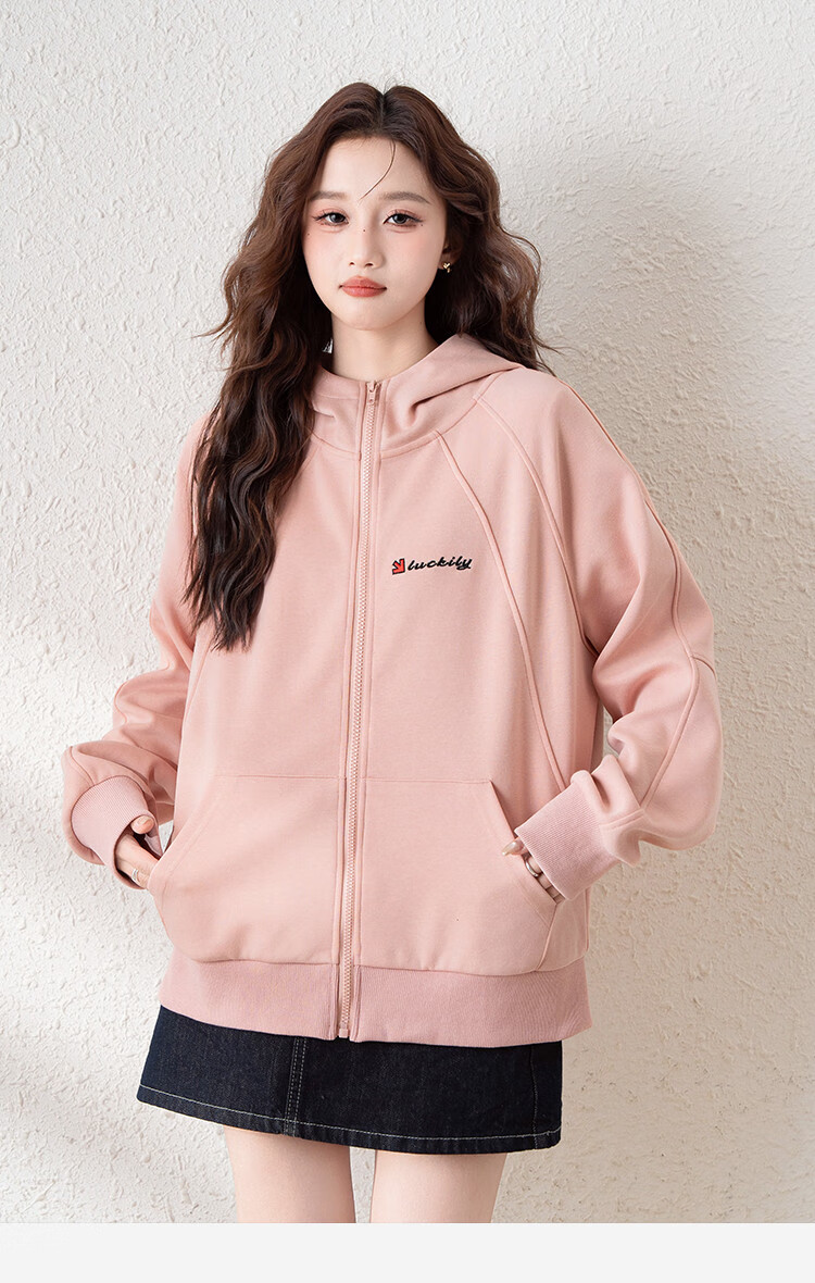 TonLion 2025 Spring Women's Hooded Short Letter Print Sweatshirt Jacket Off-White L 11