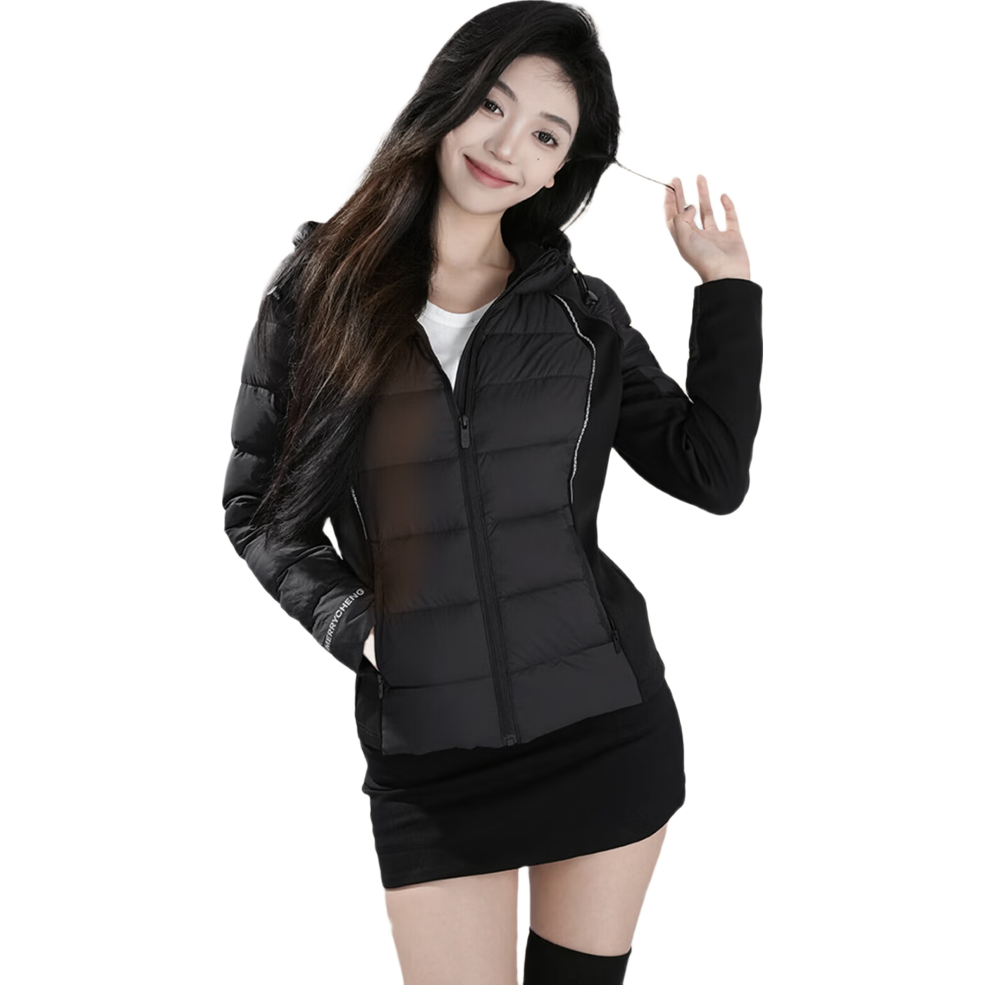 Meilicheng Lightweight down Jacket for Women, Winter Fashion Warm Goose Down Inner Liner Short Thin Coat Top 106, Obsidian Black XS