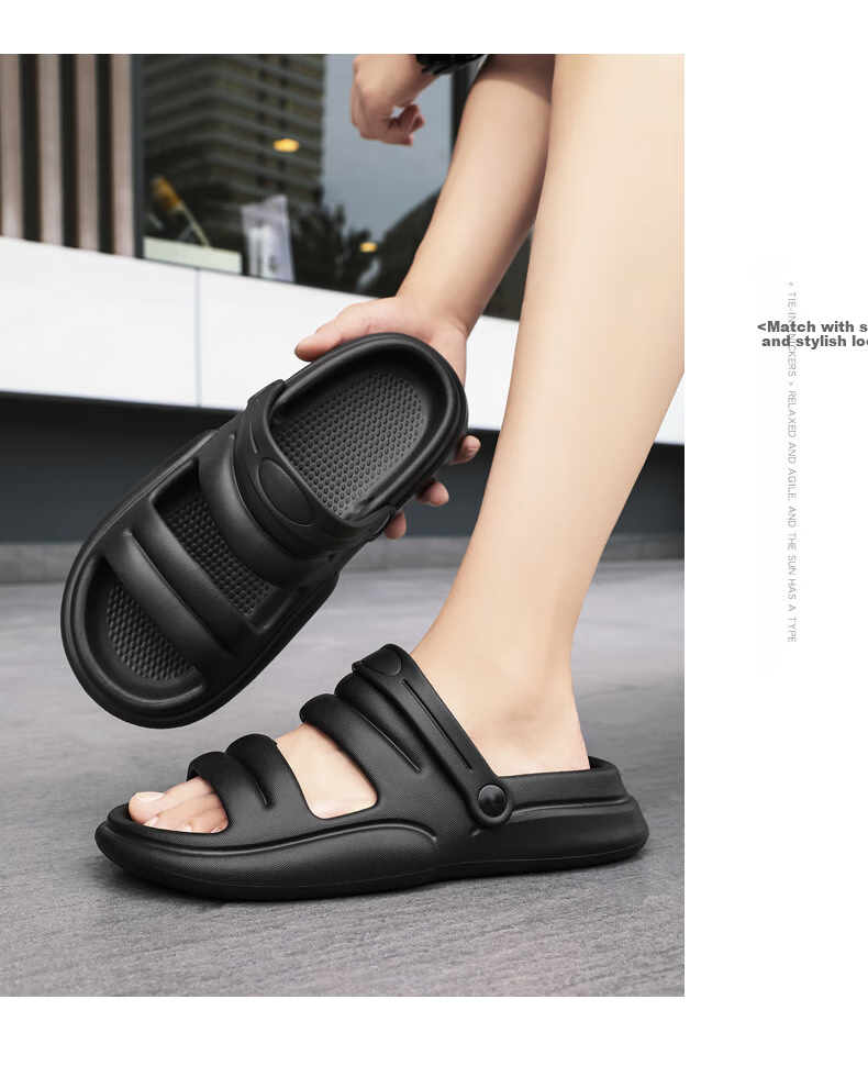 CARTELO Men's Sandals, Summer Comfortable Wear-Resistant Beach Shoes, Lightweight Hole Shoes for Men, 1468 Black, Size 42-43 12