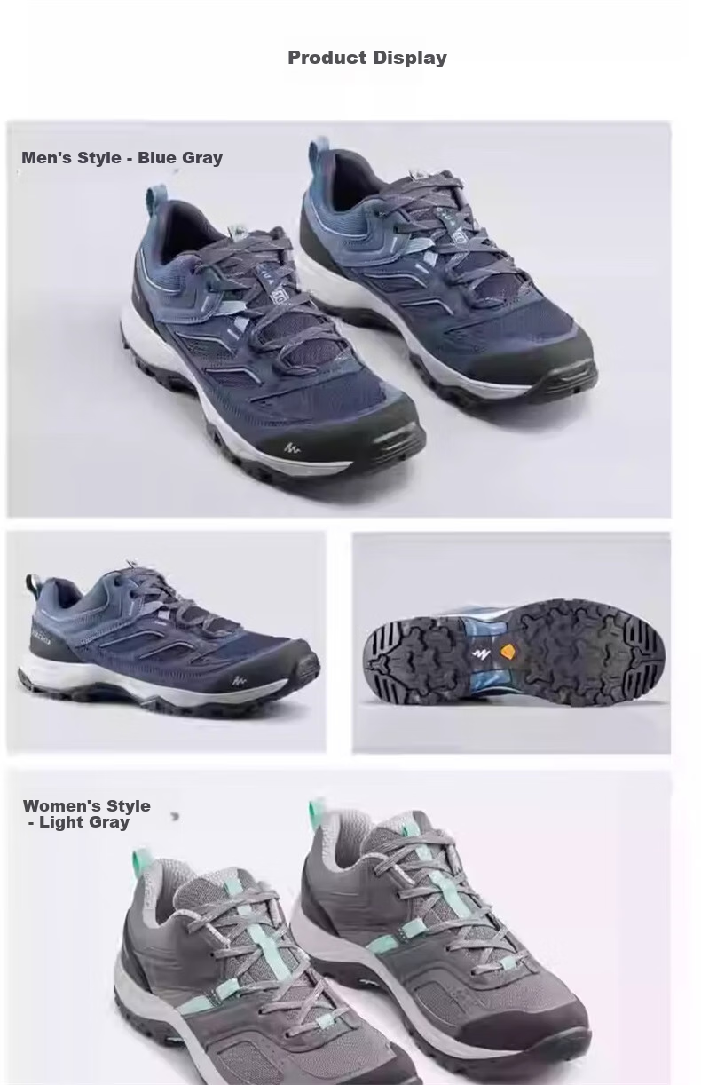 DECATHLON Women's Outdoor MH100 Low-Top Breathable Lightweight Non-Slip Hiking Shoes, Lead Gray Color, Size 39, 4194522 4