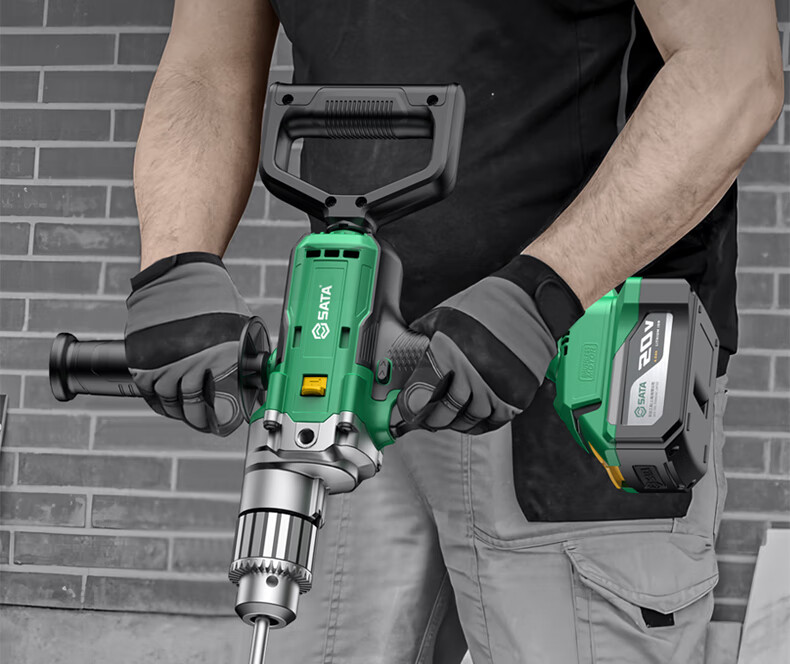 Shida SATA Brushless Air Drill Lithium Battery Drill High-Power Putty Mixer Cement Mortar Mixer D05718 10