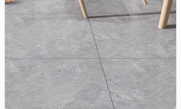 Washi PVC Self-Adhesive Waterproof Wear-Resistant Floor Sticker, Thickened Leather Flooring, Silver Smoke Gray, 1 Square Meter 3 Pieces (60*60cm) 3
