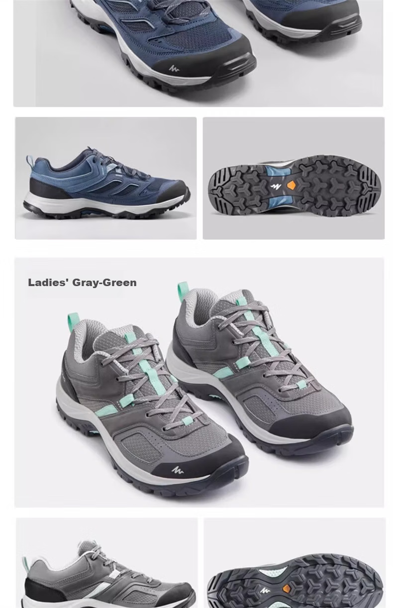 DECATHLON Men's MH100 Low-Top Lightweight Breathable Outdoor Mountain Anti-Slip Hiking Shoes, Black And Gray, Size 39-2938497 7