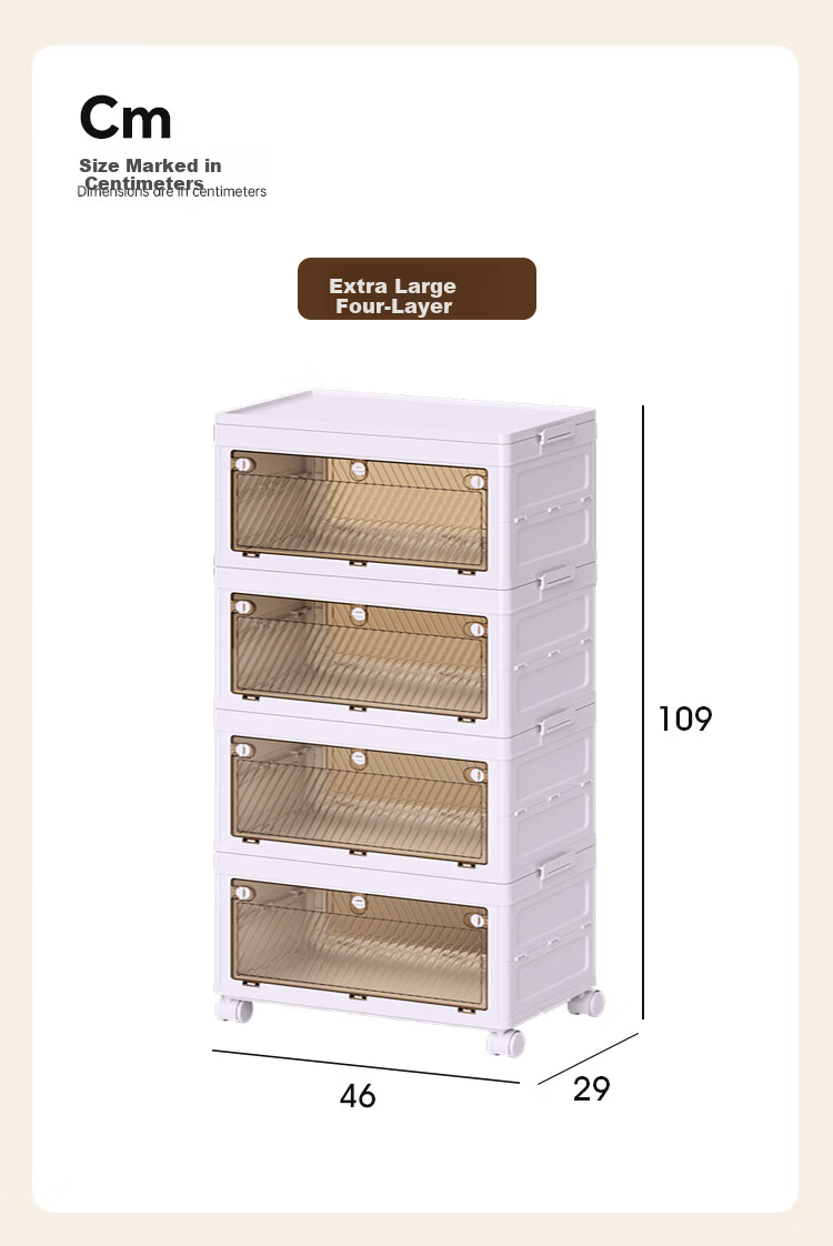 QIAONAMEI Folding Storage Cabinet for Toys, Clothes, Snacks Storage Organizer Shelf Extra Large Four-Tier 2457-4 17