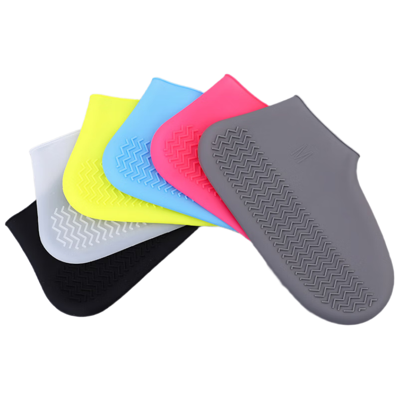 BAIGE Waterproof Shoe Covers, Silicone Rain Boot Covers, Non-Slip Portable Wear-Resistant Rain Boots for Men And Women, Reusable Shoe Covers, Two Pairs, Size M (35-39), Fashionable Blue [Women's Style]