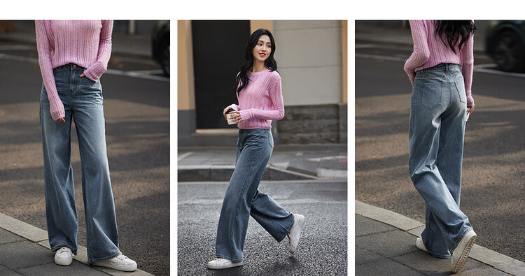 Dme [Retro Tube Maogao Craft] Spring Lightweight Cloud-Feel Cotton Straight-Leg Trousers, Slim-Fit Versatile Women's Jeans 3