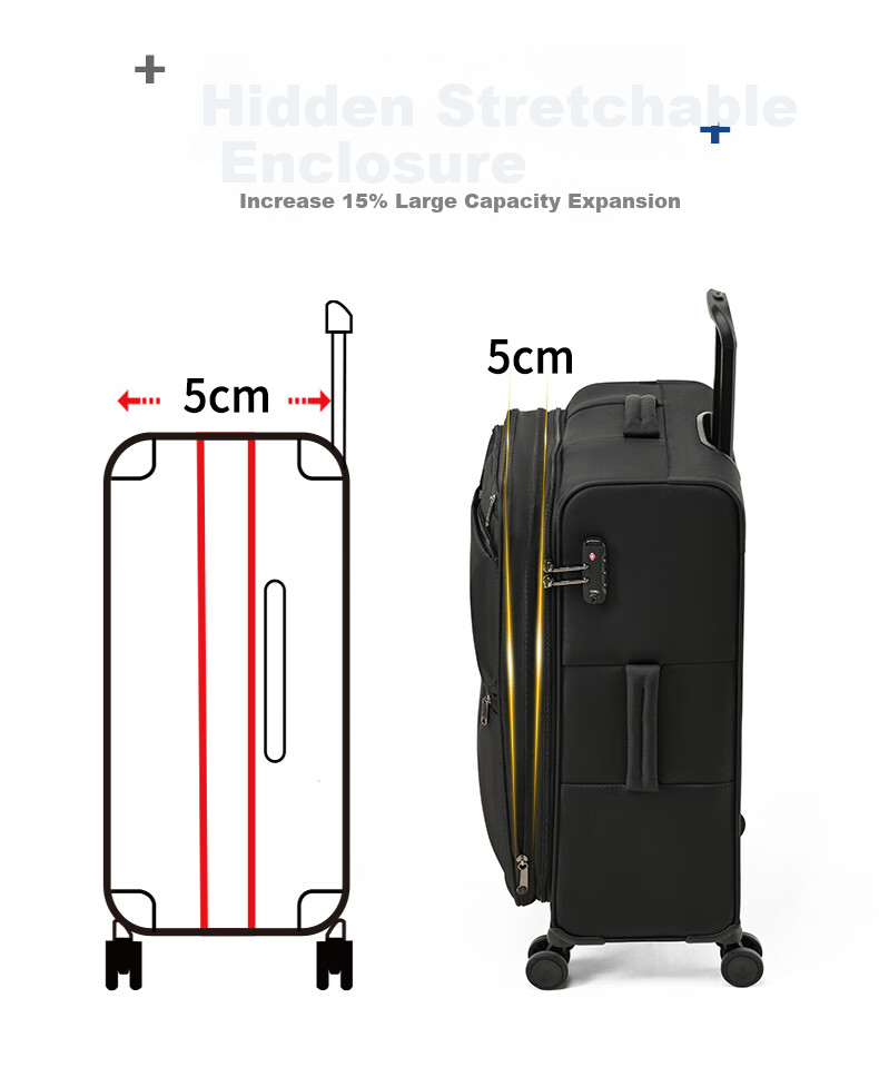 Goby Luggage, Ultra-Light Soft Oxford Fabric Suitcase, Multi-Pocket Case, 3001C Starry Black, 28-Inch Check-In Suitcase 25
