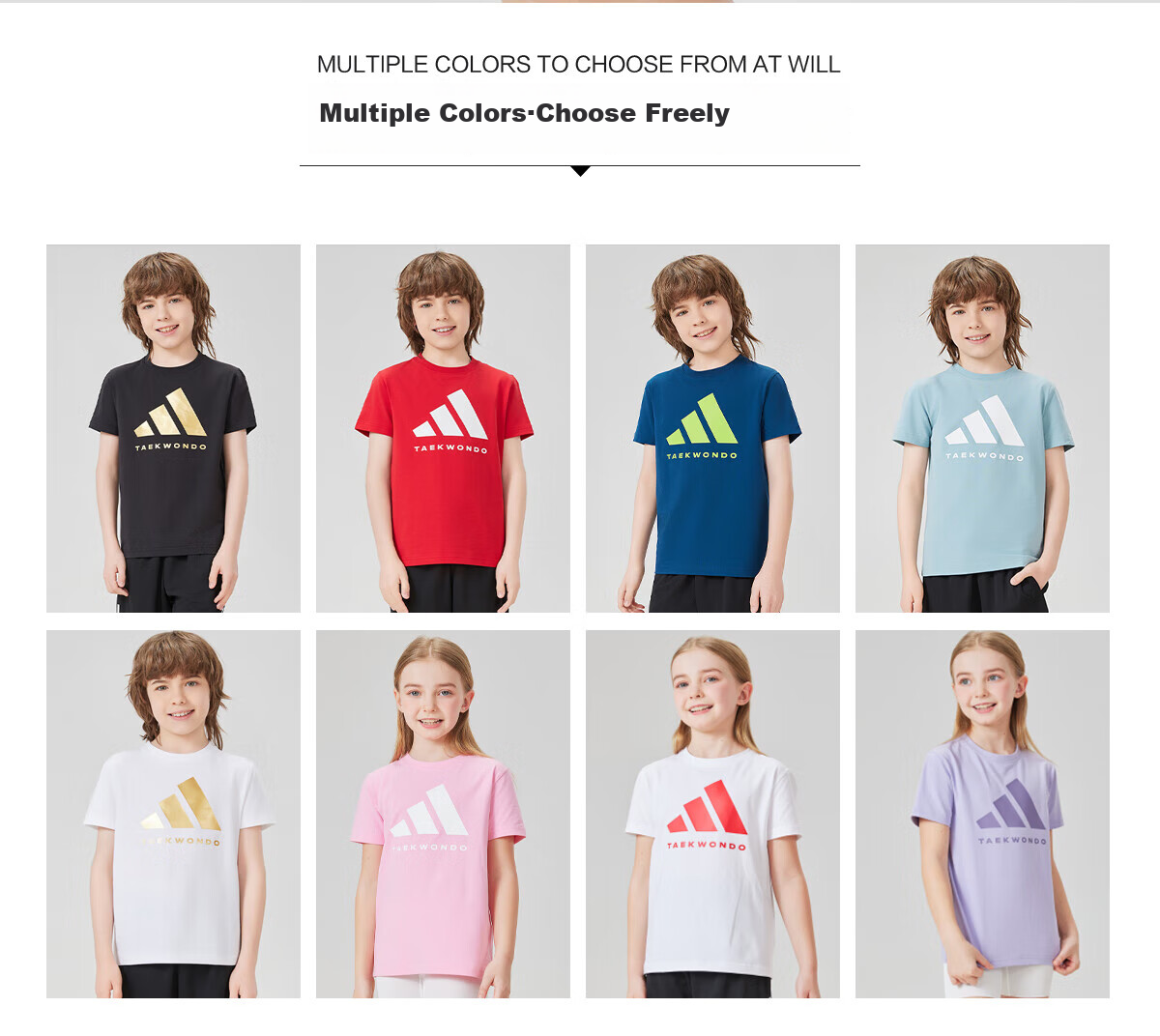 Adidas 2025 New Children's Short-Sleeve T-Shirt, Summer Outdoor Sports Casual Versatile Top, White + Gold, Size 116 2