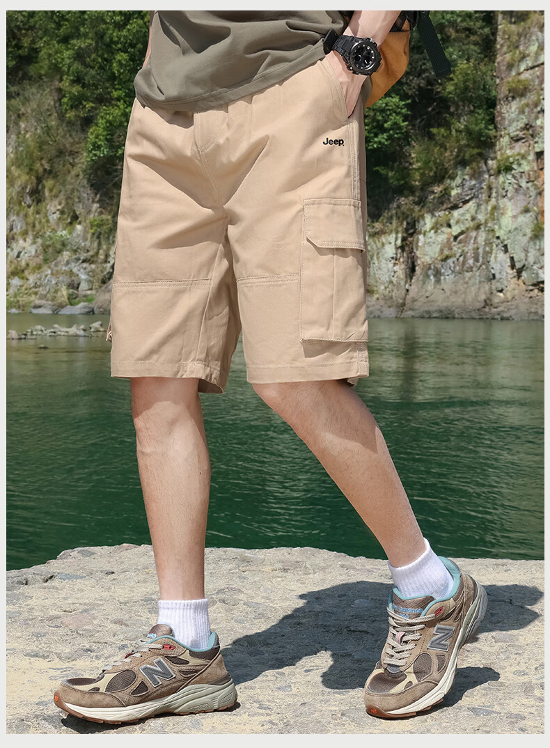 JEEP Men's Cargo Shorts, Loose Straight-Leg, Quick-Dry Breathable Sports Casual Five-Point Pants, Trendy Mid-Length Trousers 13
