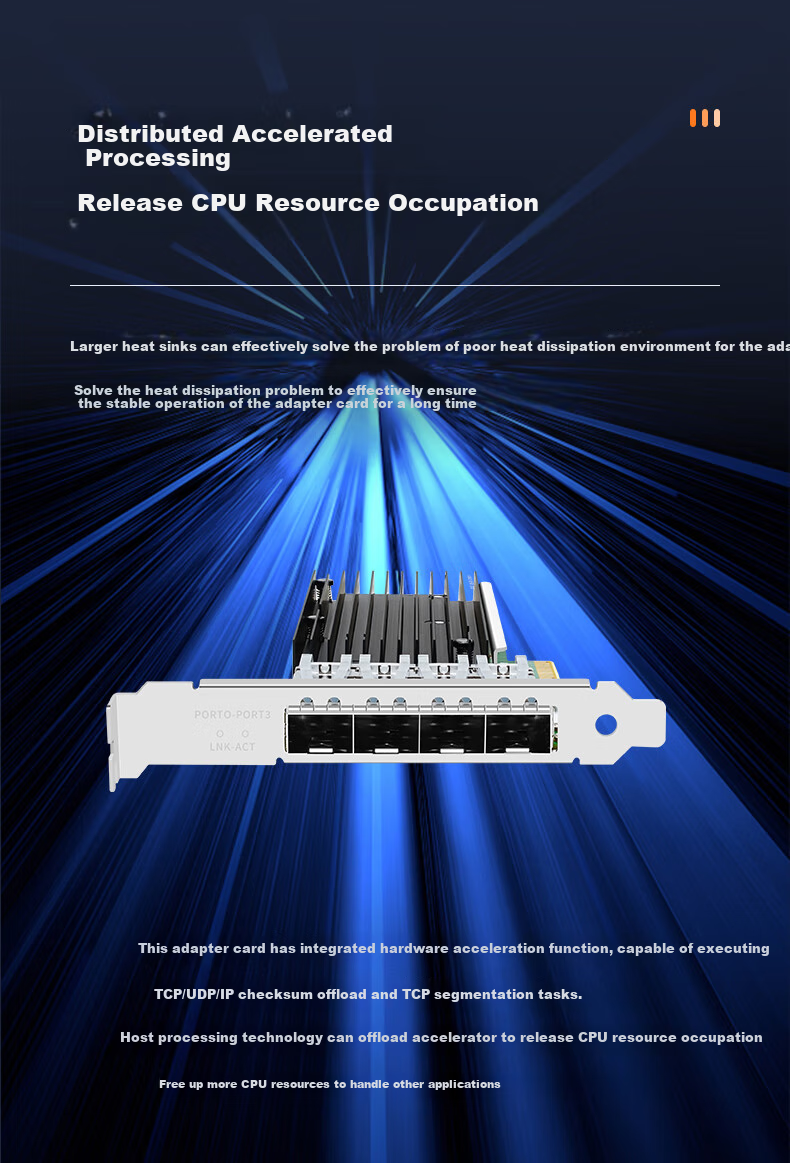 EB-LINK BCM57840 Chip, PCI-E V3.0 X8 Gigabit Four-Port Fiber Optic Network Card, 10G Server, SFP+ Interface Network Adapter 4