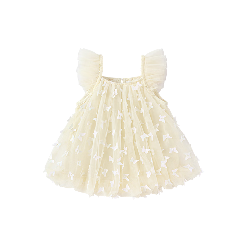 Babylove Baby Girl Summer Dress, Mesh Tulle Skirt, Sweet And Cute Flared Sleeve Princess Dress for Outdoor Wear