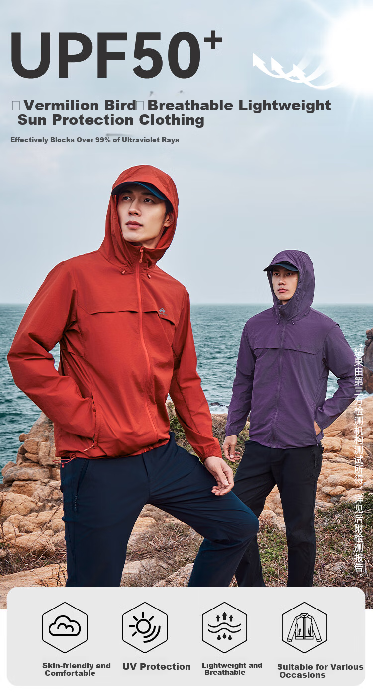 Pioneer Camp Zhuque Sun Protection Jacket for Women, Summer Outdoor Breathable UV-Resistant Hooded Original Yarn Sun Protection Clothing, Lightweight Outer Coat 1