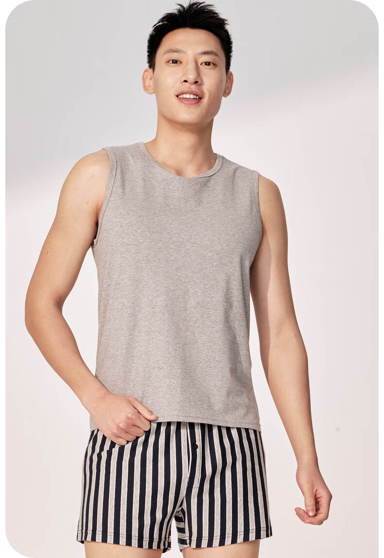 Yiershuang Premium Summer Men's Round Neck Wide Shoulder Tank Top, 40 Count Xinjiang Cotton, Wearable Undershirt Vest 19