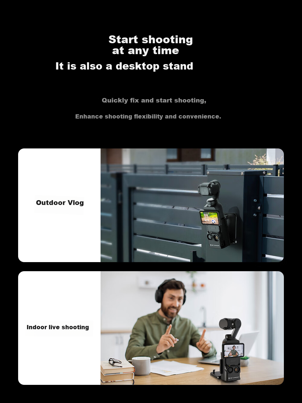 Zhuoer [Over 100K Sold Online], Compatible with DJI Pocket 3 Magnetic Stand Base, Multifunctional Pocket Camera Desktop Mount Accessory, Car Expansion Adapter 6