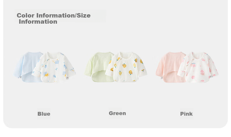 TONGTAI Baby Kimono Half-Back Shirt Summer Pure Cotton Newborn Monk Style Top Green 66cm 2