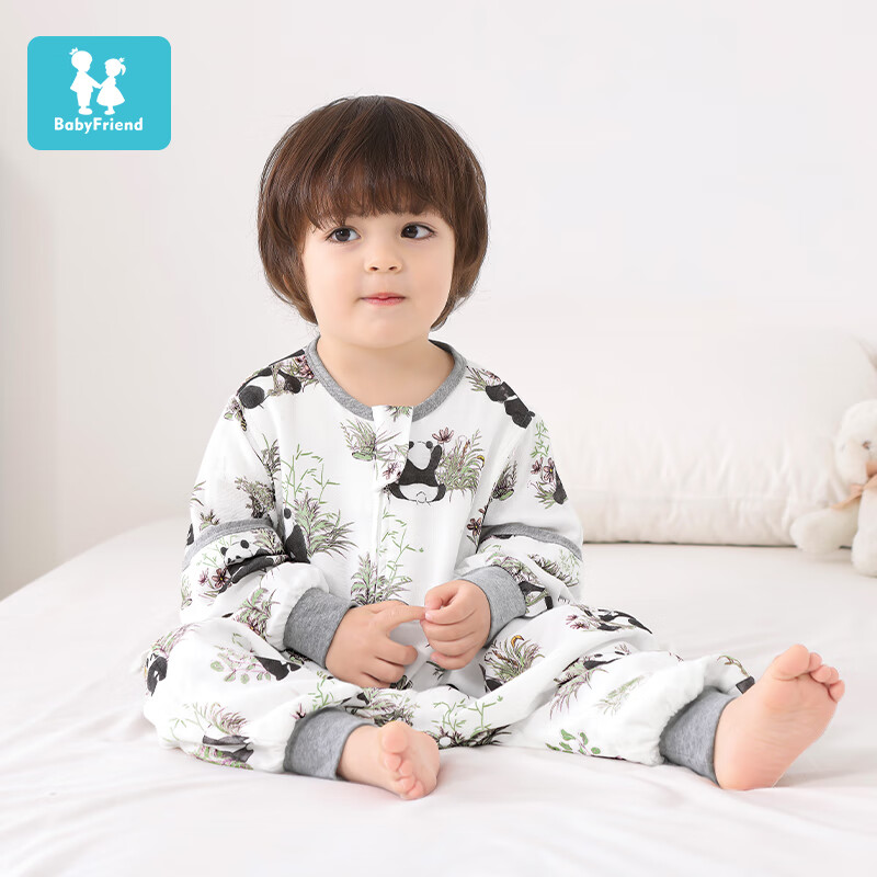 Baby Friend Bamboo Cotton Sleeping Bag for Infants And Toddlers, Summer Air-Conditioned Room Anti-Kick Blanket, Size 110