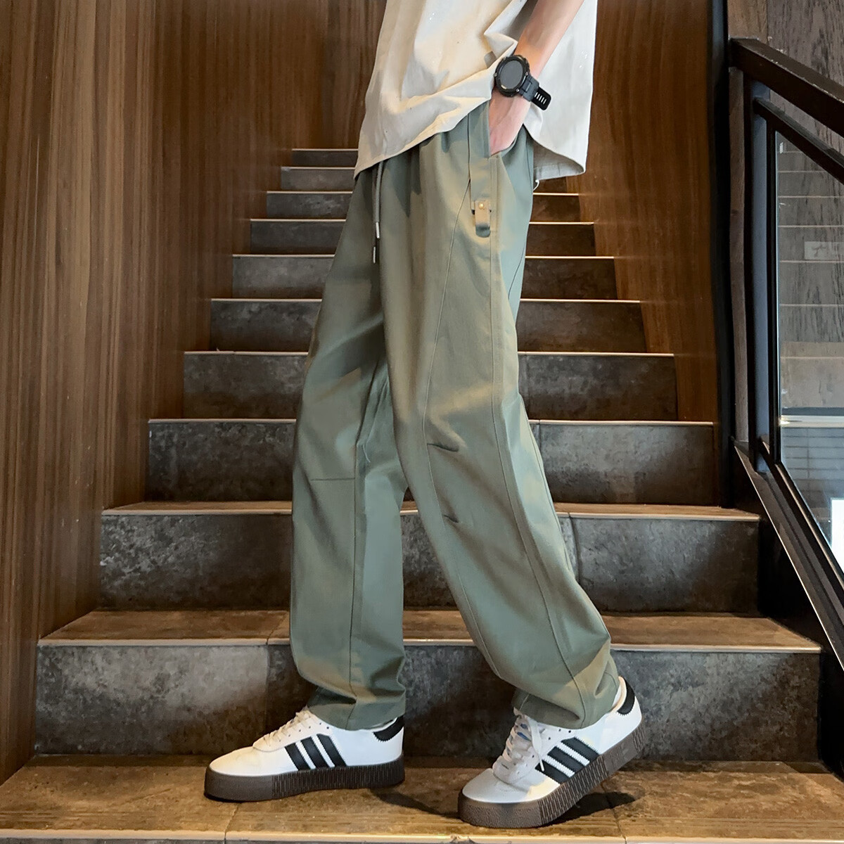 TonLion 2025 Summer Men's Loose Straight-Leg Casual Trousers, Cargo Pants