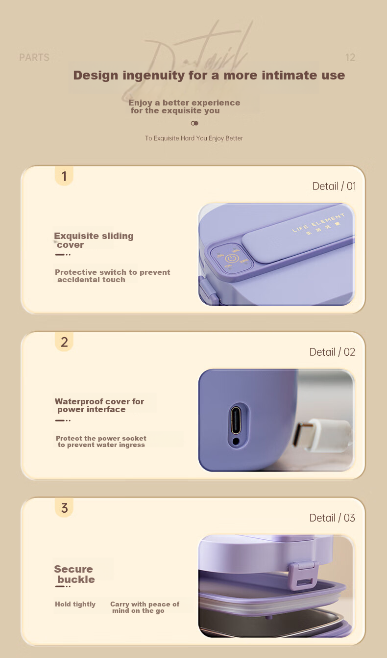 LIFE ELEMENT Rechargeable Electric Lunch Box, No Water Required, Student Lunch Box, Portable, Car-Friendly/USB Rechargeable Power Bank, Freezing Food Storage Container, F79-01 15