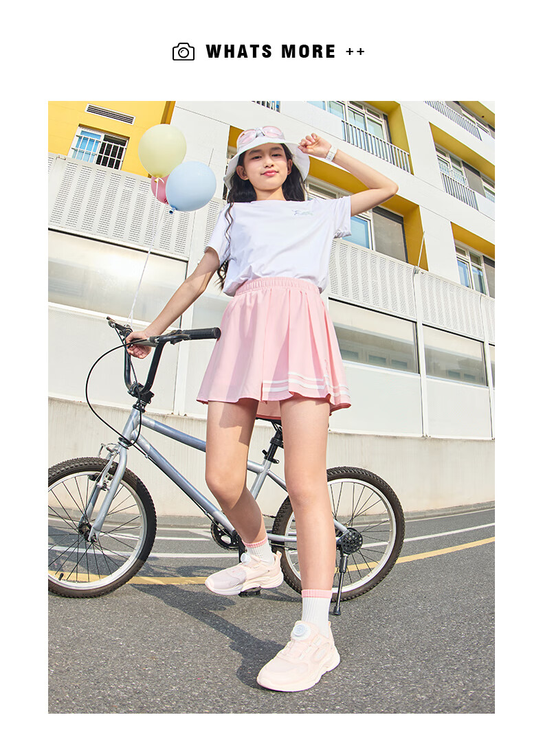 ERKE Girls' Short Skirt, Children's Baseball Skirt, Pleated Skirt for Older And Younger Kids, Pure White, Size 165 15