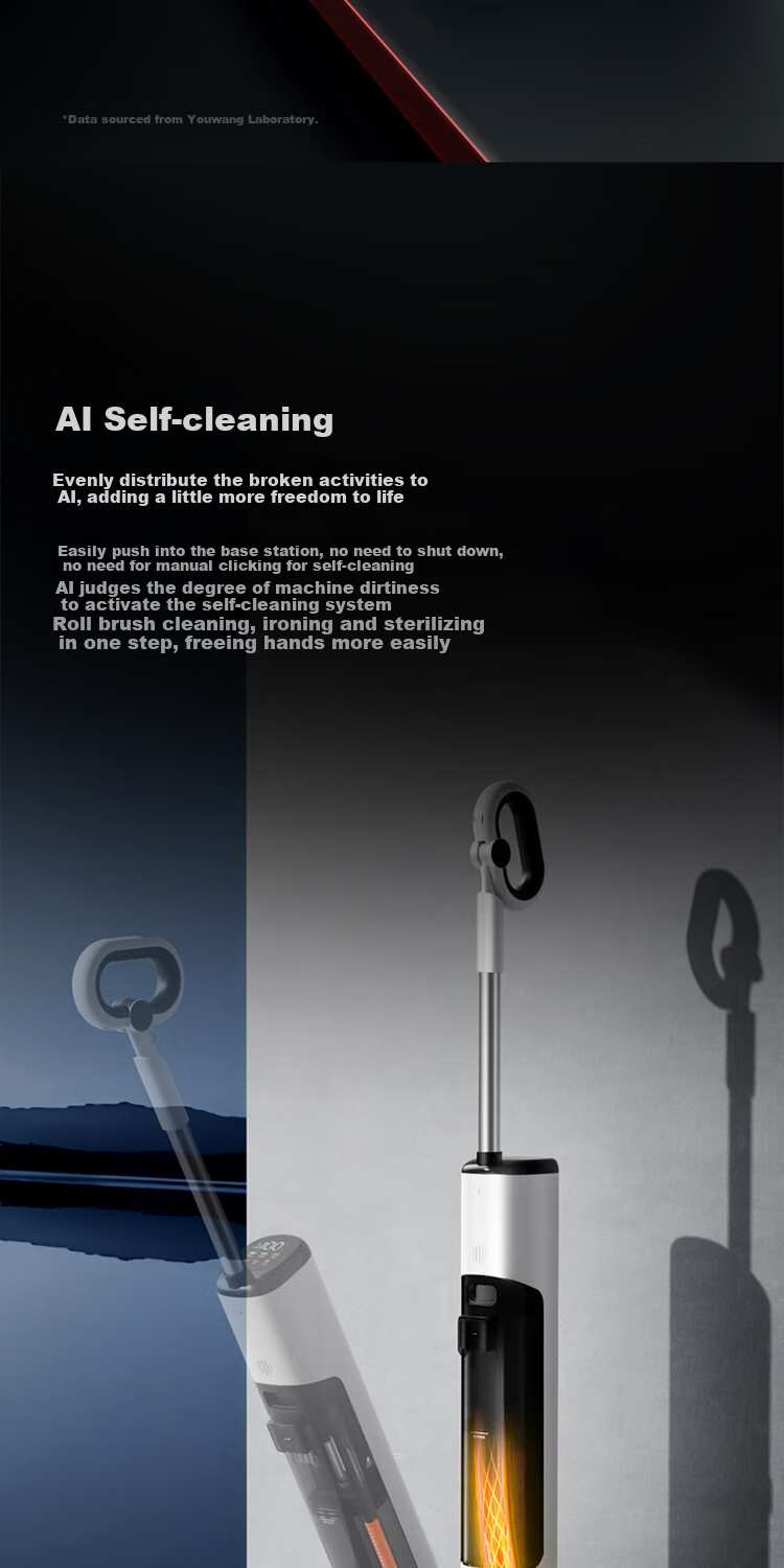 UWANT Cloud 2.0 Ultra Floor Scrubber [23kPa Hurricane Suction, No Odor, No Hair Entanglement] Ultra-Thin Flat Mop, All-In Cleaning And Mopping Automatic Self-Cleaning 9
